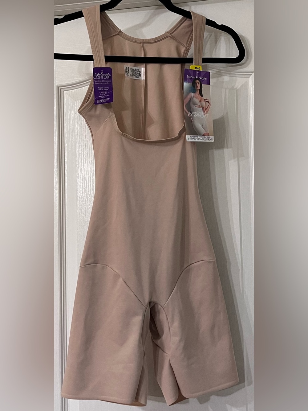 NWT Naomi & Nicole Firm Control Shapewear Comfort Thigh Slimming Med Bodysuit